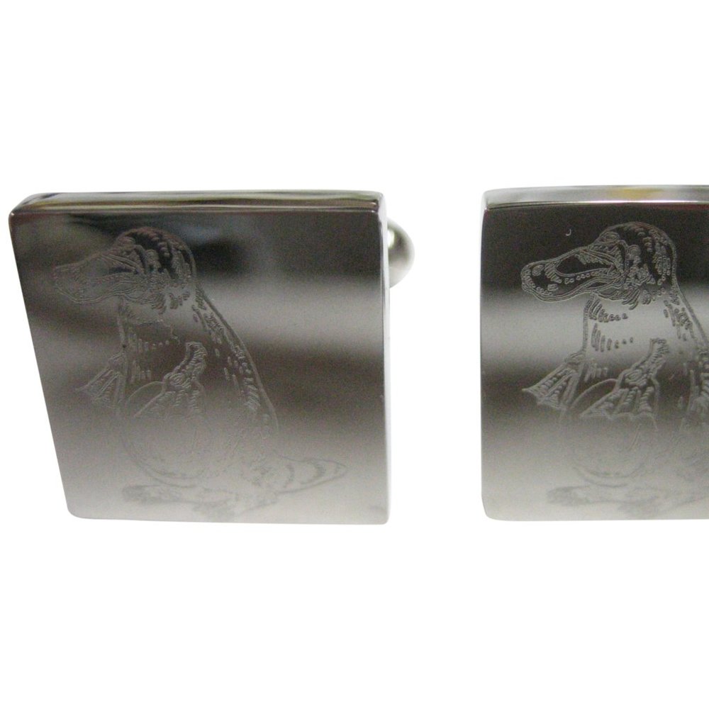 Silver Toned Square Etched Duck Billed Platypus Cufflinks